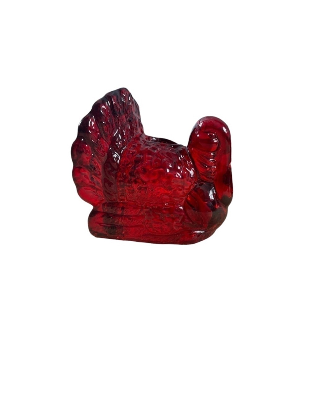 4 Williams-Sonoma Cranberry Turkeys Tapers Candles Holder Cranberry Amberina